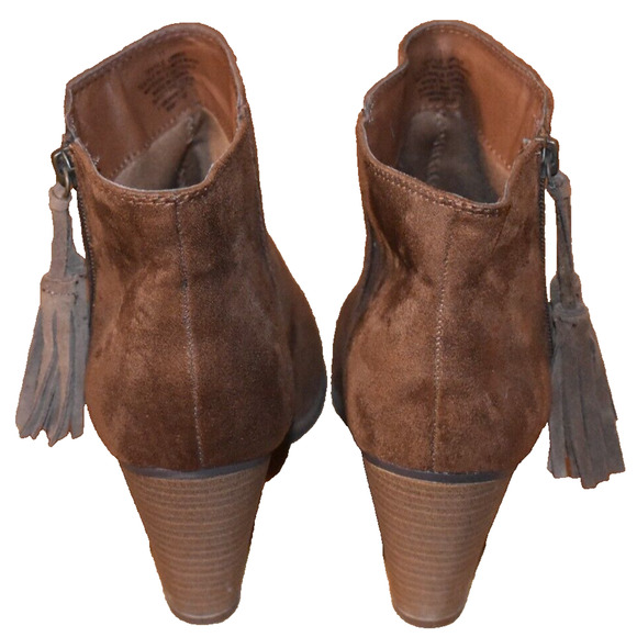 MERONA Faux Suede Boots Brown with Fringe Women's Size 11 Cowgirl Boho Western - Picture 2 of 5